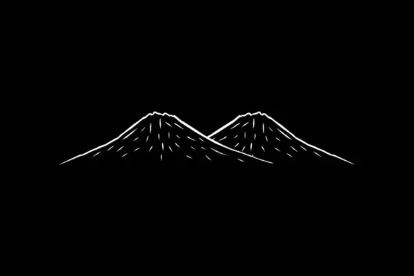 Logo, Pictogram, Sanat İllüstrasyonu, Uygulamalar, Web Sitesi veya Grafik Tasarım Elementi için Dağ Silüeti Basit Çizgisi Sanatı. Vektör İllüstrasyonu