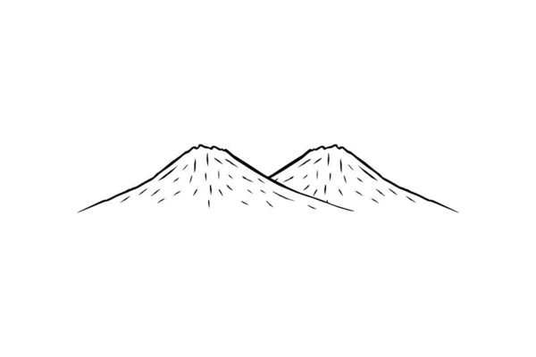 Enkel Linje Art Mountain Silhouette För Logotyp Piktogram Illustration Konst — Stock vektor