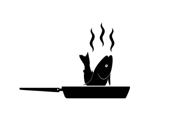 Σιλουέτα Του Κρέατος Κοτόπουλου Στο Τηγάνι Για Λογότυπο Εφαρμογές Ιστοσελίδα — Διανυσματικό Αρχείο