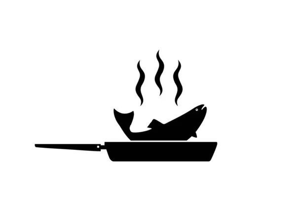 Silhouette Viande Poulet Sur Poêle Frire Pour Logo Applications Site — Image vectorielle