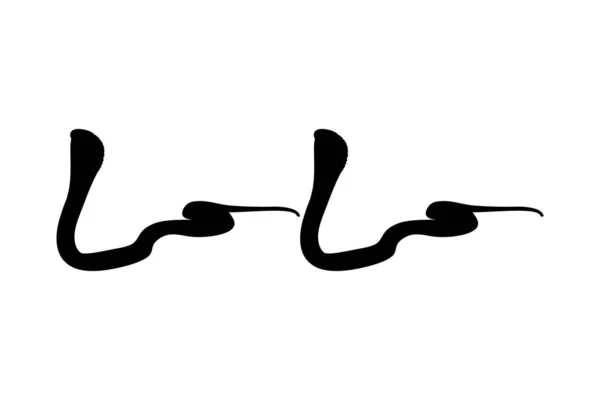 Silhouette Pair Cobra Snake Logo Pictogram Website Graphic Design Element — 스톡 벡터