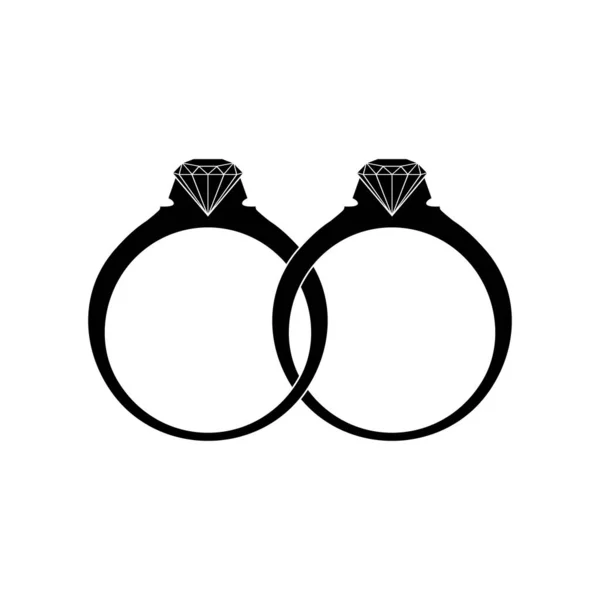 Ring Diamond Silhouette Fiance Manriage Icon Symbol Pro Logo Piktogram — Stockový vektor
