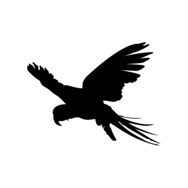 Logo, Pictogram, Resim, Web sitesi veya Grafik Tasarım Elementi için Uçan Macaw Kuş Silueti. Vektör İllüstrasyonu 