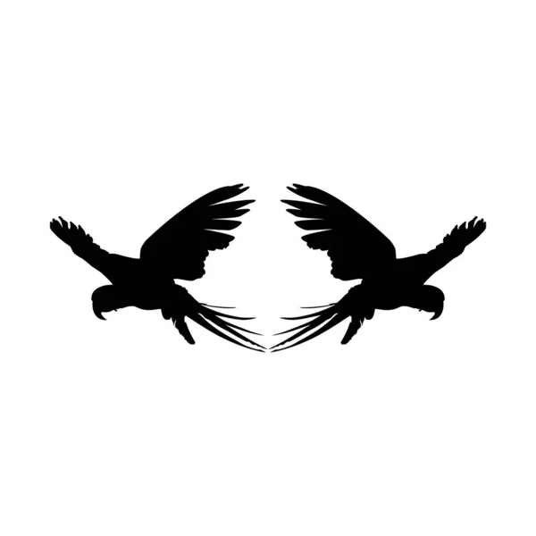 Flying Pair Macaw Bird Silhouette Para Logo Pictograma Ilustração Arte — Vetor de Stock