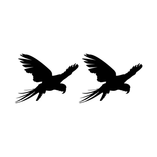 Flying Ζεύγος Του Macaw Bird Silhouette Για Λογότυπο Εικονόγραμμα Art — Διανυσματικό Αρχείο