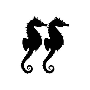 Logo, Piktogram, Uygulamalar, Web Sitesi, Sanat İllüstrasyonu veya Grafik Tasarım Elemanı için Denizatı Silueti Çifti. Vektör İllüstrasyonu