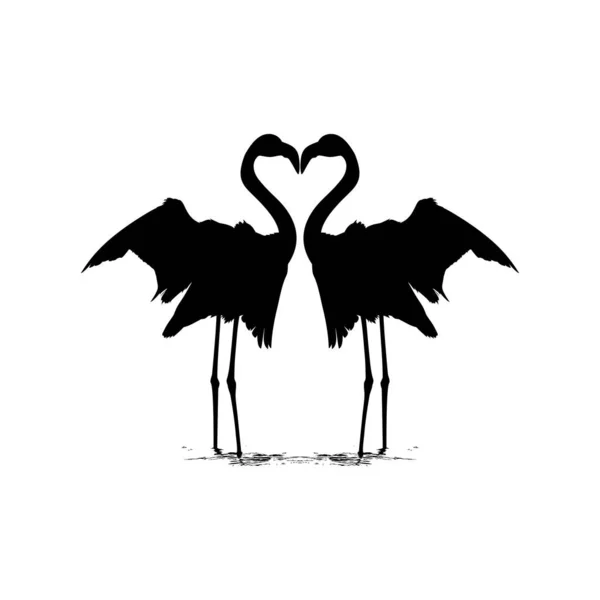 Pair Dancing Flamingo Silhouette Icon Symbol Logo Art Illustration Pictogram — Stock Vector