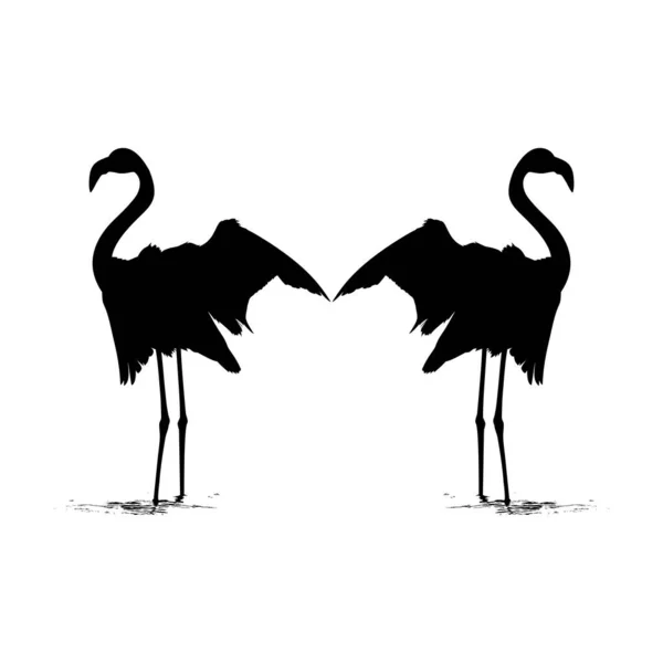 Pair Dancing Flamingo Silhouette Icon Symbol Logo Art Illustration Pictogram — 스톡 벡터