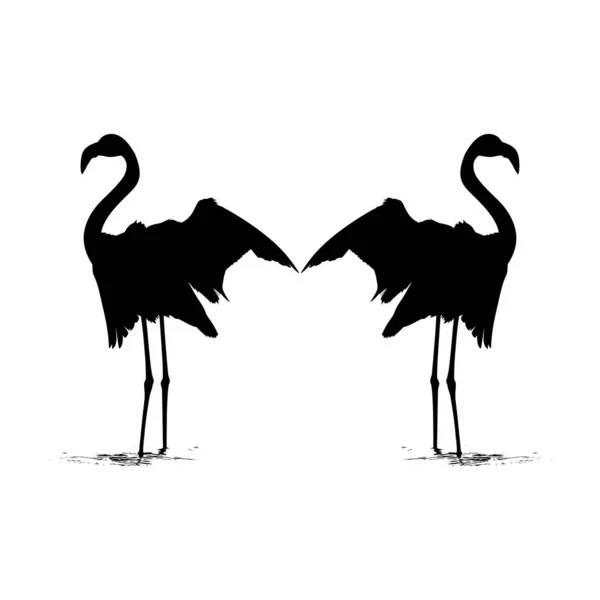 Par Silhueta Flamingo Dança Para Ícone Símbolo Logotipo Ilustração Arte —  Vetores de Stock