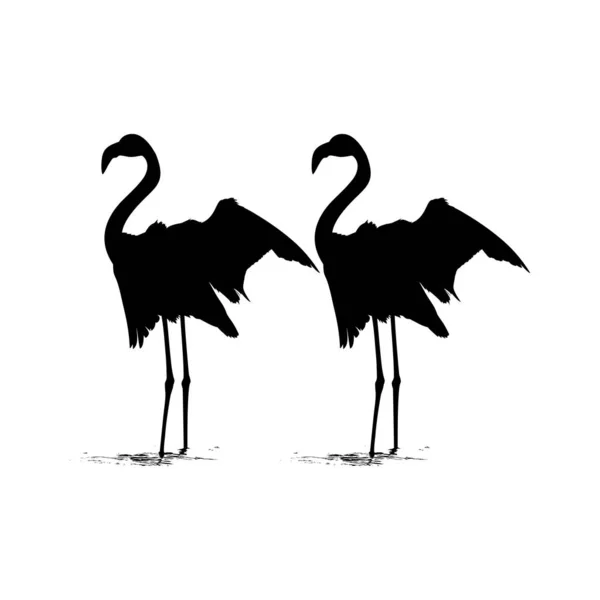 Par Silhueta Flamingo Dança Para Ícone Símbolo Logotipo Ilustração Arte —  Vetores de Stock