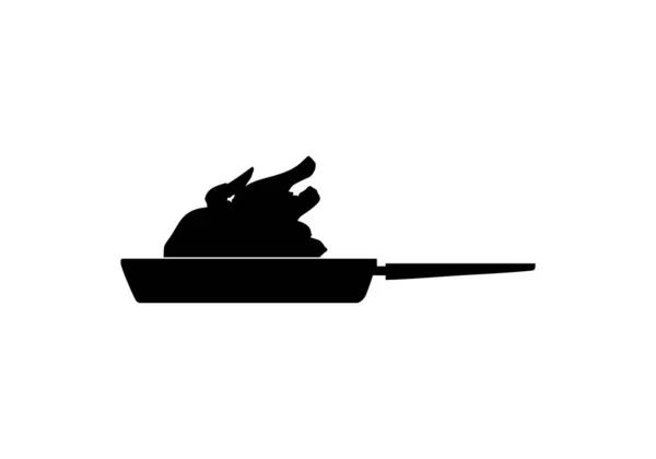 Silhouette Viande Poulet Sur Poêle Frire Pour Logo Applications Site — Image vectorielle