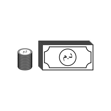 Fas Para Birimi Simgesi Simgesi, Fas Dirham, MAD İşareti. Vektör İllüstrasyonu