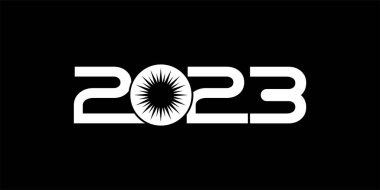 Takvim Tasarımı, Web Sitesi, Haberler ya da Grafik Tasarım Elemanı için Yeni Yıl 2023 Tasarım İllüstrasyonunuz kutlu olsun. Vektör İllüstrasyonu