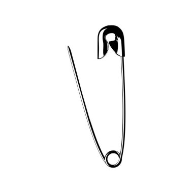 Sanat İllüstrasyonu, Logo, Web Sitesi, Uygulamalar, Pictogram veya Grafik Tasarım Elemanı için Güvenli Pin Silueti. Vektör İllüstrasyonu