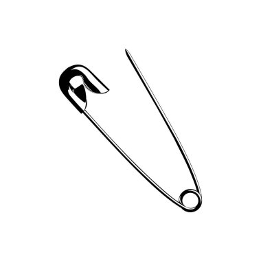 Sanat İllüstrasyonu, Logo, Web Sitesi, Uygulamalar, Pictogram veya Grafik Tasarım Elemanı için Güvenli Pin Silueti. Vektör İllüstrasyonu