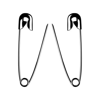 Sanat İllüstrasyonu, Logo, Web Sitesi, Uygulamalar, Pictogram veya Grafik Tasarım Elemanı için Güvenli Pin Silueti. Vektör İllüstrasyonu