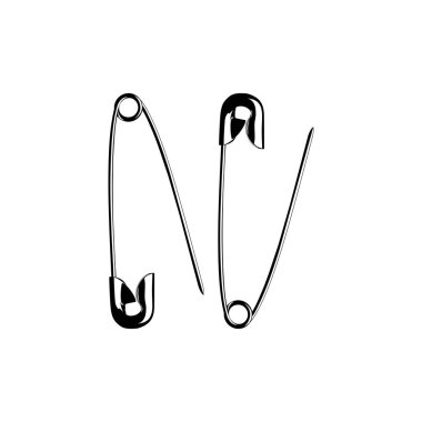Sanat İllüstrasyonu, Logo, Web Sitesi, Uygulamalar, Pictogram veya Grafik Tasarım Elemanı için Güvenli Pin Silueti. Vektör İllüstrasyonu