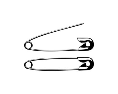 Sanat İllüstrasyonu, Logo, Web Sitesi, Uygulamalar, Pictogram veya Grafik Tasarım Elemanı için Güvenli Pin Silueti. Vektör İllüstrasyonu