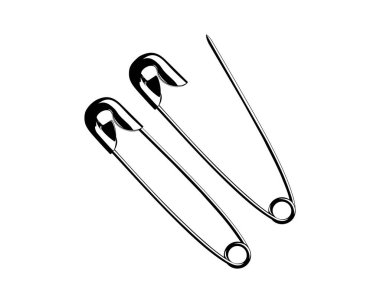 Sanat İllüstrasyonu, Logo, Web Sitesi, Uygulamalar, Pictogram veya Grafik Tasarım Elemanı için Güvenli Pin Silueti. Vektör İllüstrasyonu