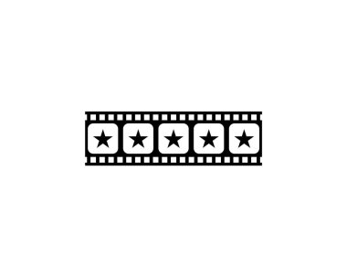 Film şeridi siluetinde 5 (5) yıldız işaretinin görüntüsü. Film ya da Film İncelemesi, Pictogram, Apps, Website ya da Grafik Tasarım Elemanı için Simge Beğeni Beğeni. Beğeni 5 Yıldız. Vektör İllüstrasyonu