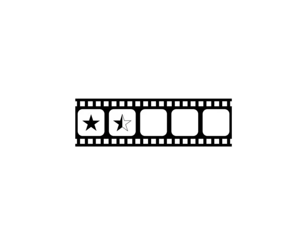 Visual Five Star Sign Film Stripe Silhouette Rating Icon Symbol — Stock Vector