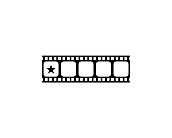 Visual Five Star Sign Film Stripe Silhouette Inglês Classificação Ícone —  Vetores de Stock