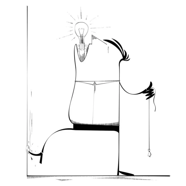 Homme Branche Devient Une Lampe Illustration Vectorielle — Image vectorielle