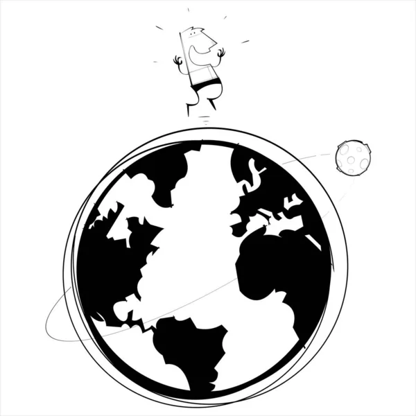 Man Jumping Top World Vector Illustration — Image vectorielle