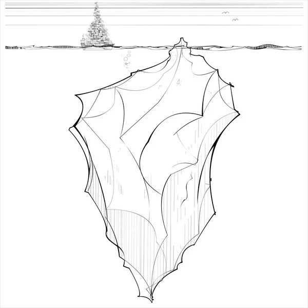 Overloaded Tanker Moves Huge Iceberg Vector Illustration — Stock vektor