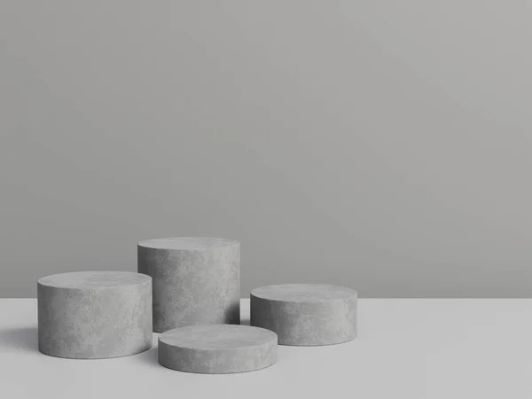 Concrete Pedestal Product Display Grey Background Rendering — ストック写真