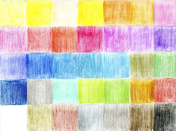 Renkli karelerin elementleri. Elle çizilmiş kalemlerle.