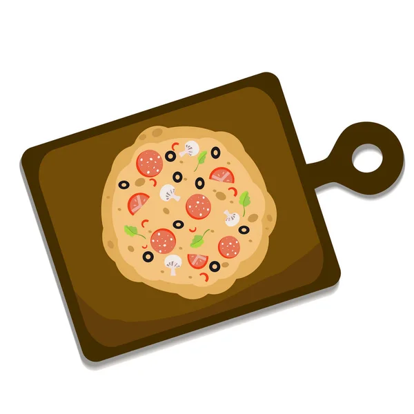 Éléments de pizza avec tomates, poivrons et herbes sur un fond isolé — Image vectorielle