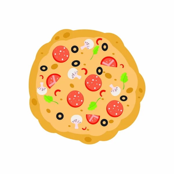 İzole bir arka planda domatesli, biberli ve otlu pizza elementleri