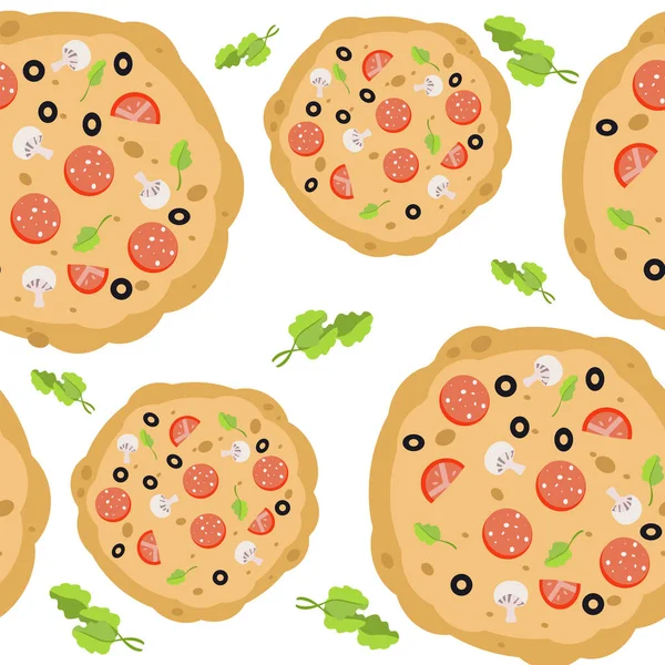Éléments Pizza Aux Tomates Poivrons Herbes Sur Isolé — Image vectorielle