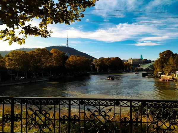 beautiful view of Tbilisi from Metekhi bridge