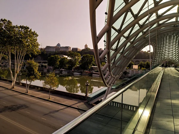 The Palace of the President of Georgia looks beautiful with the view of the Peace Bridge