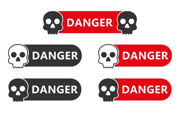 Set Skull Danger Sign Vector Flat Illustration — Stock Vector