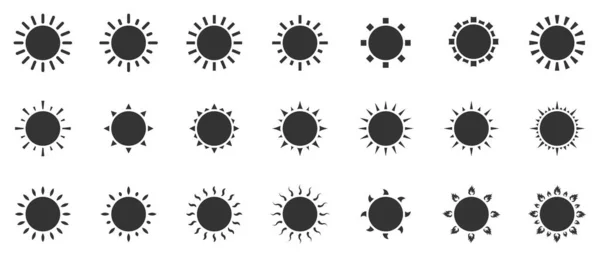 Conjunto Ícones Sol Isolado Sobre Fundo Branco Ilustração Vetorial Plana —  Vetores de Stock