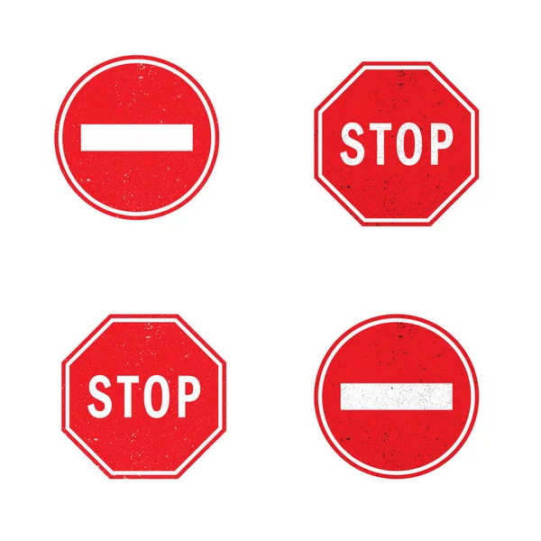 グリンジのテクスチャで停止標識のセット ベクターイラスト — ストックベクタ