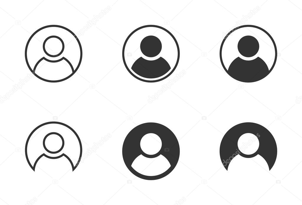 Person icon set. Profile flat symbol. People icon. User sign. People silhouette. Flat vector illustration.