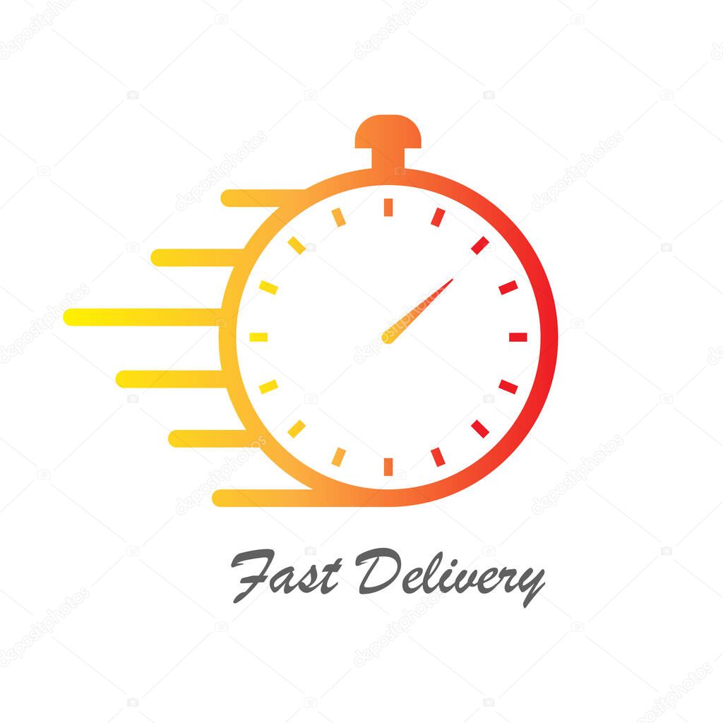 Quick time icon. Fast delivery concept . Flat vector illustration.