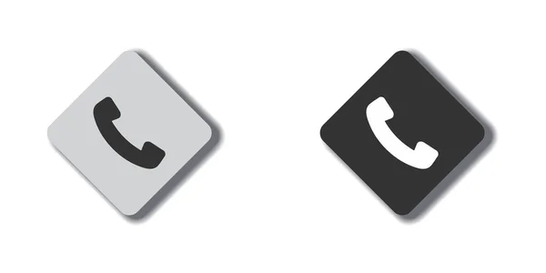 Telefon Ikon Lapos Fenéken Árnyékkal Készülék Ikonja Telefonszám — Stock Vector