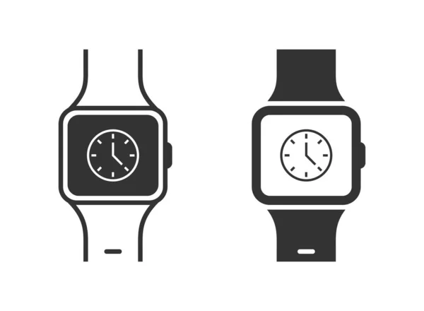 Zaman Simgesi Olan Akıllı Saat Saat Sembolü Düz Vektör Illüstrasyonu — Stok Vektör