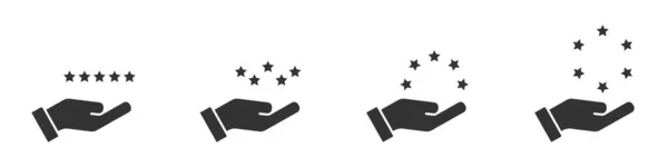 Mão Segura Estrelas Palma Mão Conjunto Mãos Segurando Estrelas —  Vetores de Stock