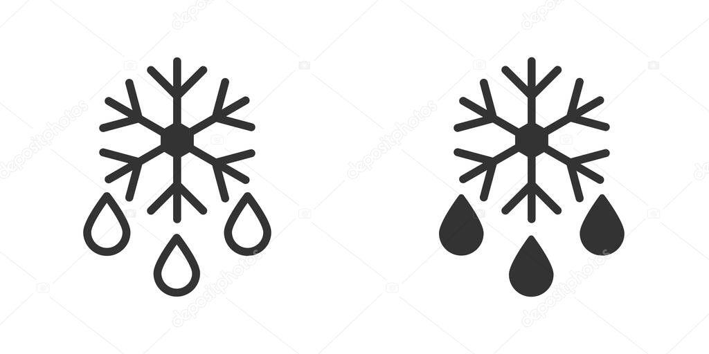 Snowflake and drop icon. Fefrost symbol. Flat vector illustration