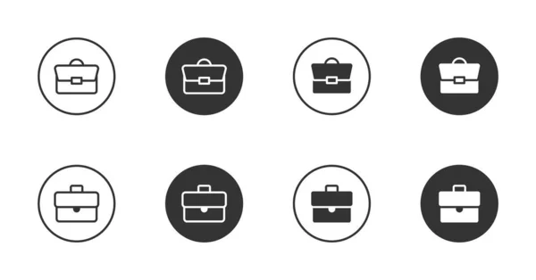 Ícones Pasta Negócios Configurados Saco Símbolo Portfólio Ilustração Vetorial Plana —  Vetores de Stock