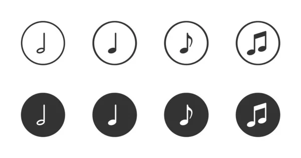 Conjunto Iconos Notas Musicales Símbolos Simples Para Desarrollo Aplicaciones Diseño — Vector de stock