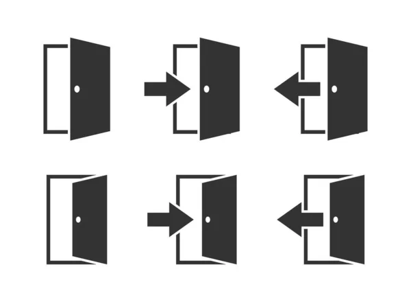 Ікони Дверей Піктограма Стрілки Дверей Ізольована Білому Тлі Векторні Ілюстрації — стоковий вектор