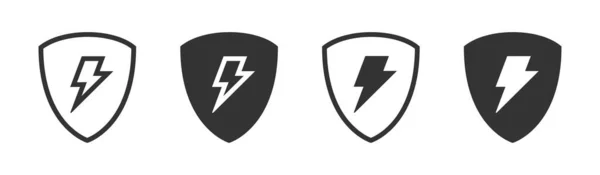 Lightning Shield Icon Shield Thunder Bolt Icon Protect Energy Logo - Stok Vektor