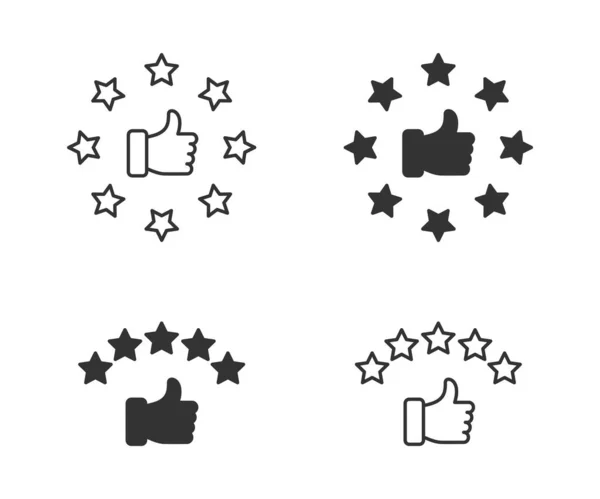 Hand Mit Erhobenem Daumen Und Sterne Icon Kundenbewertung Mit Sternen — Stockvektor